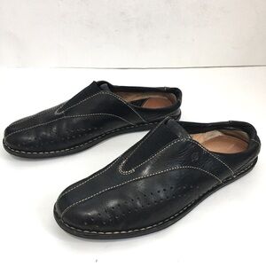 Born Black Leather Slip On Loafer Shoe Slide Sandal